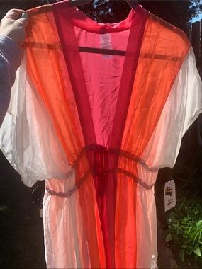 Time and Tru Coral Pink Sheer Kimono